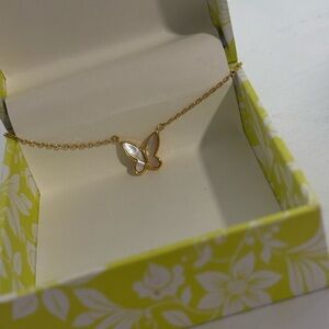 Rachel Zoe 925 Sterling Silver Mother Of Pearl Butterfly Necklace w/ Box